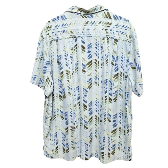 Tommy Bahama Mens XL IslandZone Button Up Shirt Blue Geometric Print Collared - Picture 2 of 16